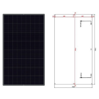 12V 100W Ultra Dünnes Semi-Flexibles Solarpanel mit ETFE-Beschichtung und IP67-Schutzart, bis zu 30 Grad biegbar