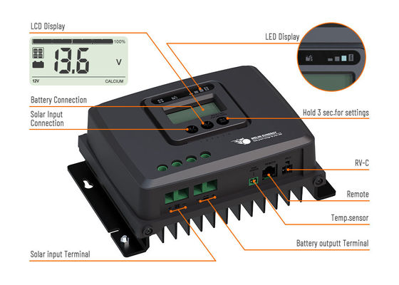 Off-Grid LFP-Batterie Digitale Anzeige 12V/24V MPPT RV Solar Charge Controller