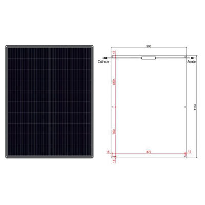 Leichtgewichtiges biegbares, halbflexibles Solarpanel PV-Modul 200w 12V flexibles Solarpanel